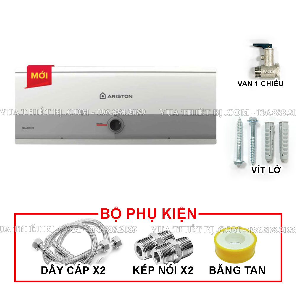 ARISTON SLIM3 R AG+ 20/30L LÍT - Bình nóng lạnh gián tiếp ngang - SLIM2 SL2 SL3 20/30 R VN