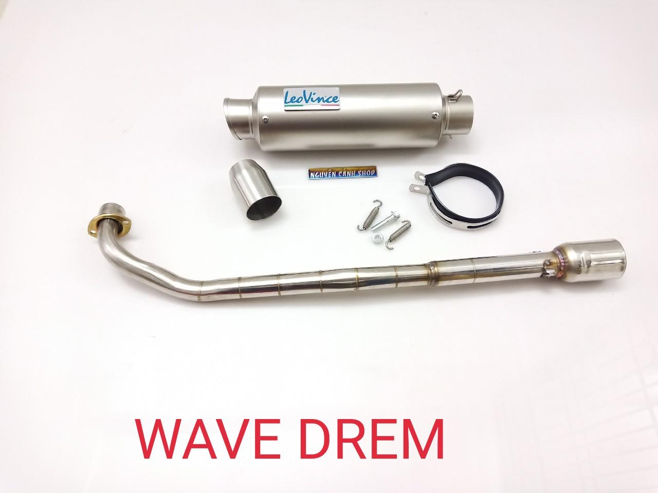 Pô xe wave leovince bạc full cổ inox