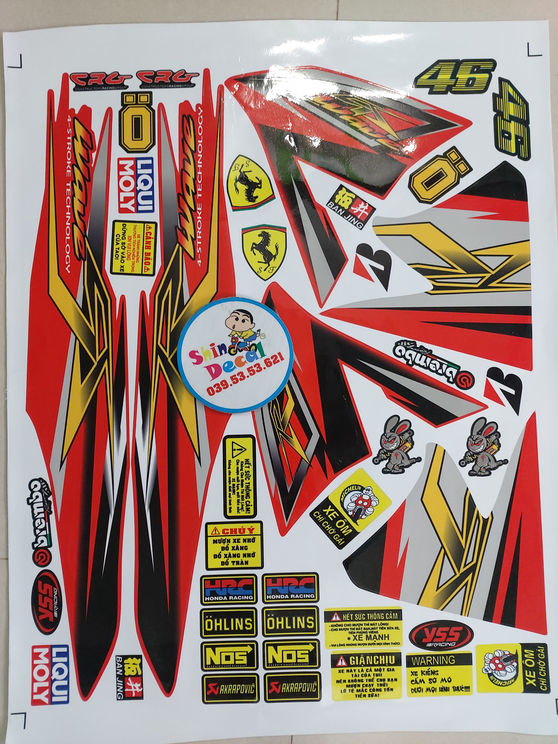 Tem xe wave R 2016 đỏ tặng logo