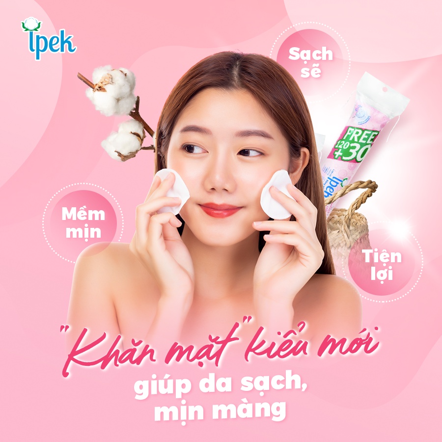 [COMBO 4 TÚI] Bông tẩy trang Ipek 150 miếng (Combo 4 x 150 miếng)