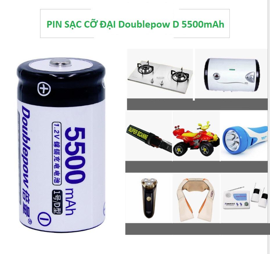 Bộ 02 pin sạc cỡ đại Doublepow D 5500mah