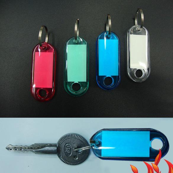 100 Pcs Colorful Clear Plastic Key Tags ID Label with Key Chain Tag Card Split Ring - Intl