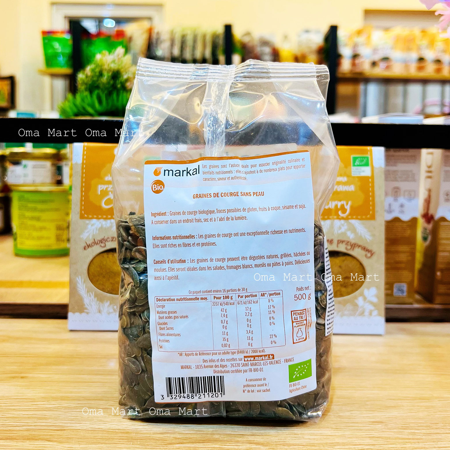 Hạt bí hữu cơ đã bóc vỏ markal 500g