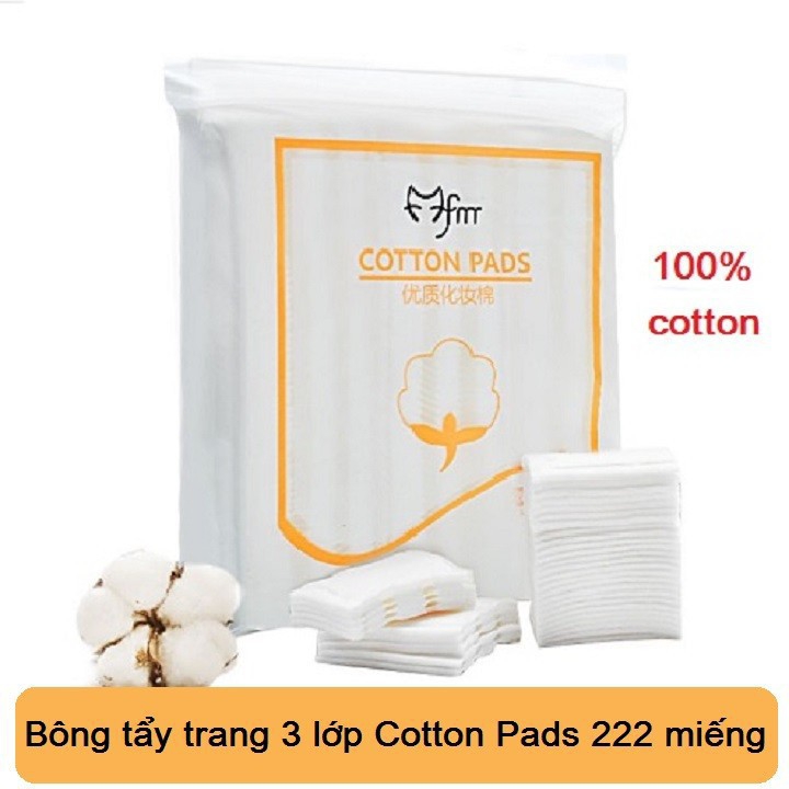 Combo: 1 túi bông tẩy trang 222 miếng+ 1 cọ rửa mặt 2 đầu.