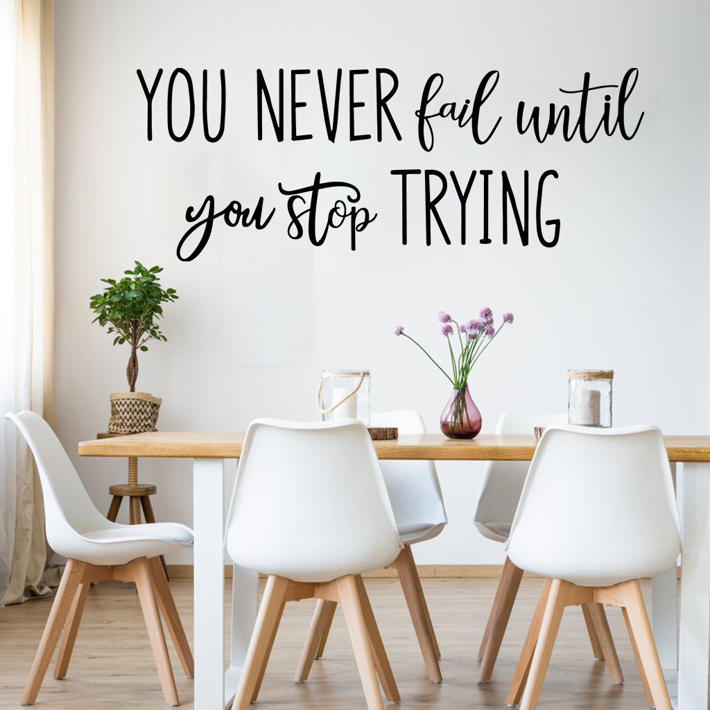 [HCM]Decal dán tường tiếng anh ý nghĩa và tạo động lực "You never fail util you stop trying"