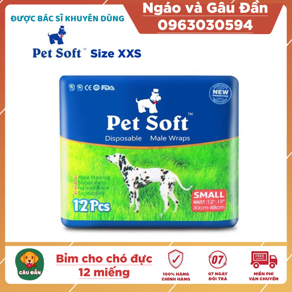 Bỉm vệ sinh cho chó đực Pet Soft 12 chiếc size XXS (1-3kg)