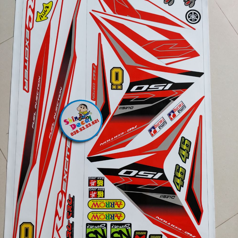 Tem exciter 150 rc tặng logo