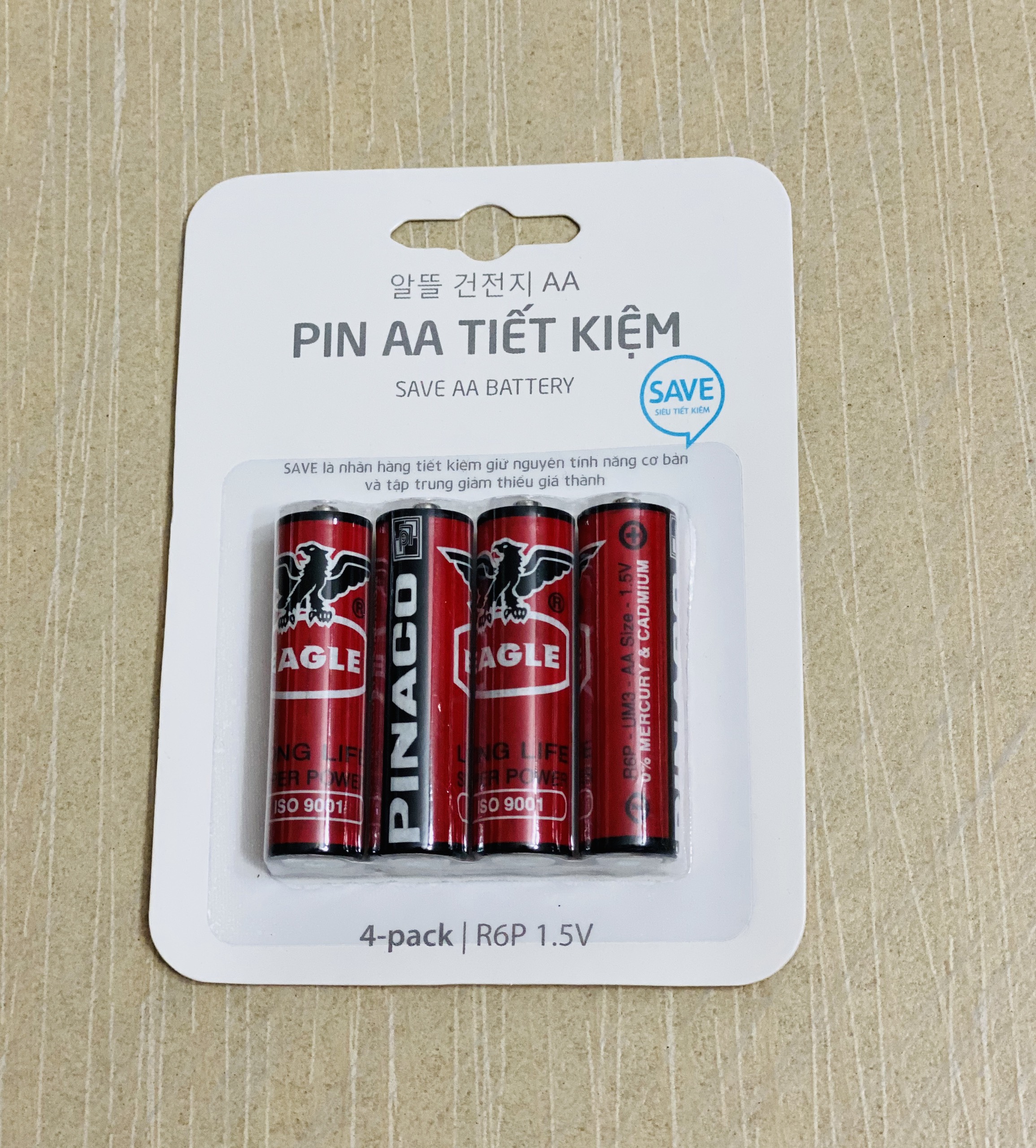 VỈ 4 VIÊN PIN AA SIÊU TIẾT KIỆM PINACO