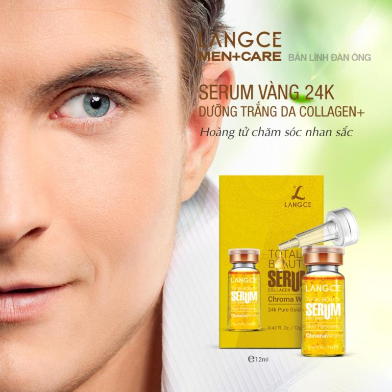 SERUM TẢO BIỂN ĐỎ VÀNG 24K TRẮNG DA CHUYÊN SÂU 12ml - HỘP VÀNG 24K LANGCE dành cho Nam giá rẻ