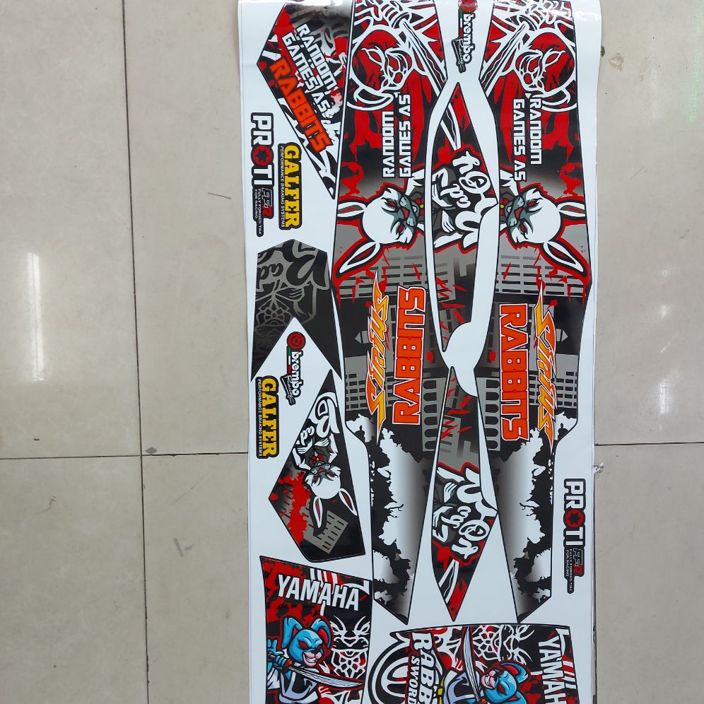 [HCM]Tem xe Siriut  mẫu tem rời hót con Rabbits dán xe trắng xe đen