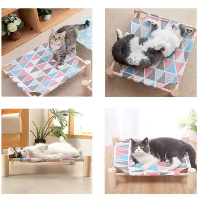 Giường cho chó mèo bằng gỗ, giường võng cho thú cưng chất liệu bền bỉ