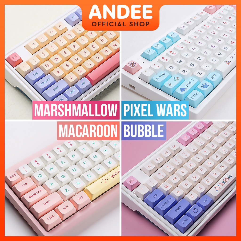 Keycap nút bàn phím XDA Marshmallow/Pixel Wars/Macaroon/Bubble nhiều màu dễ thương cho bàn phím cơ