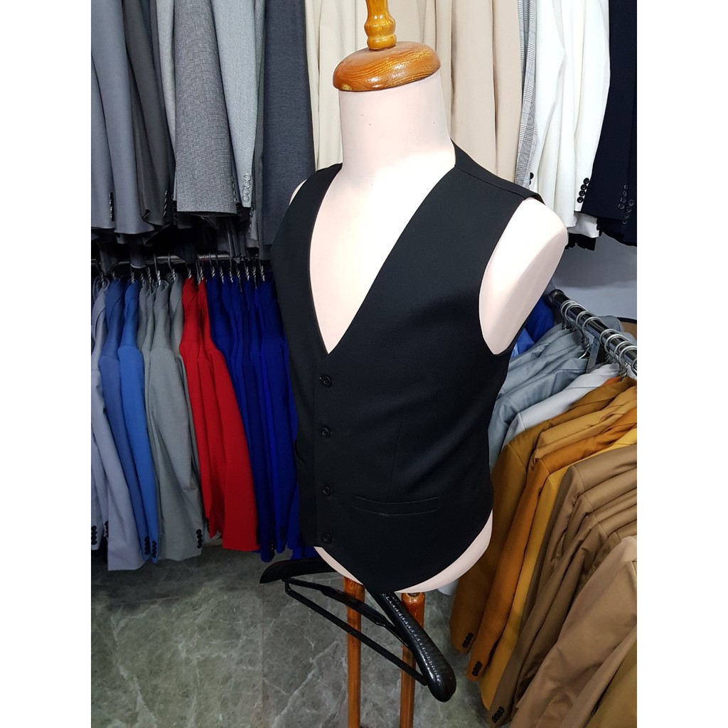Áo Gile đen form ôm trẻ trung cá tính chất vải poly mềm mỏng