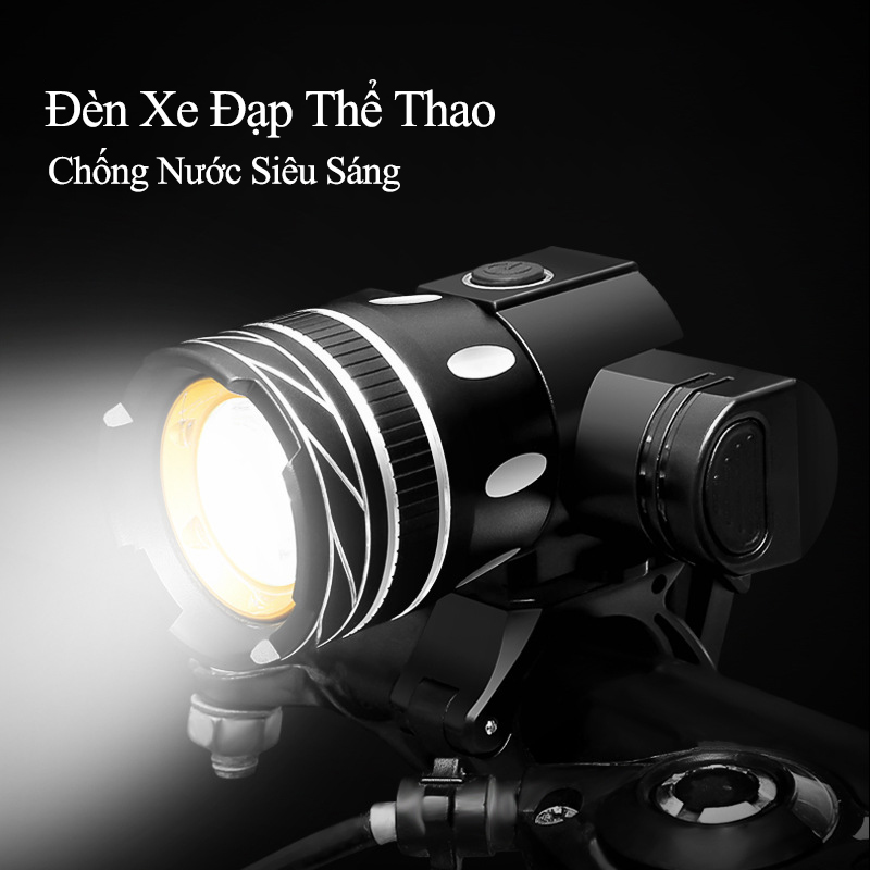 Đèn xe đạp siêu sáng sạc usb thể thao hợp kim nhôm chống nước chiếu xa 300m