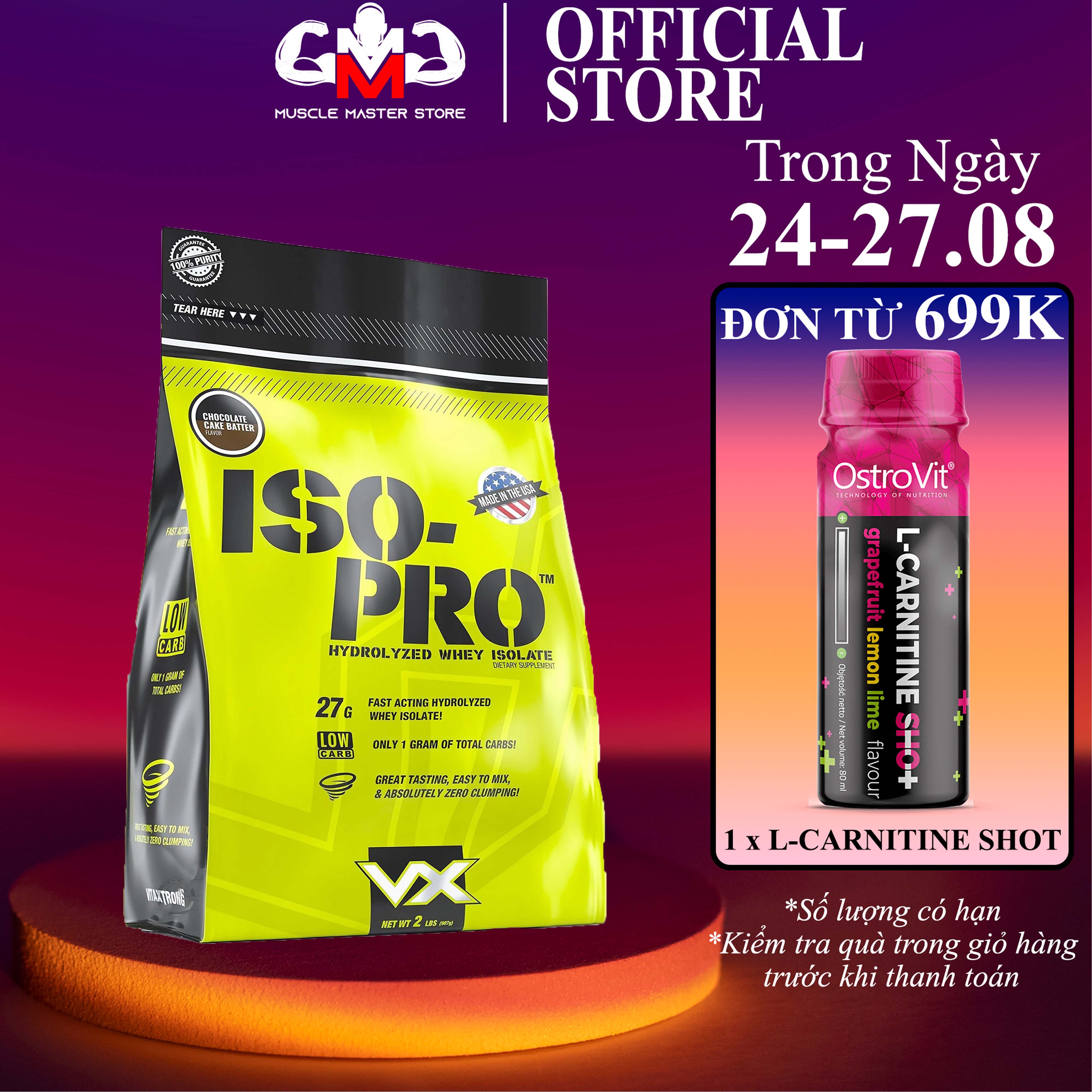 Whey Protein 100% HYDROLYZED WHEY ISOLATE VitaXtrong Iso Pro 2lbs