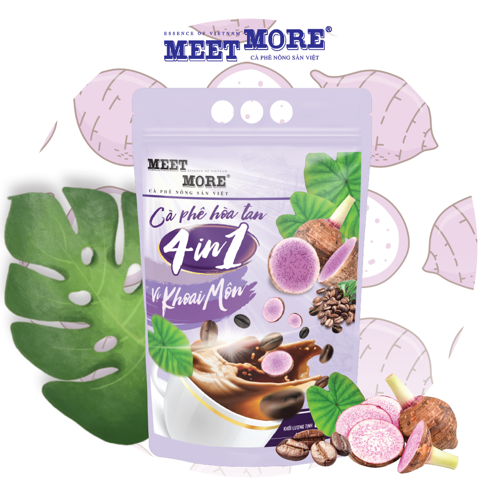 Bịch Cà Phê Hòa Tan 4in1 Vị Khoai Môn Meet More (50 gói x 18g) - Cà phê nông sản Việt