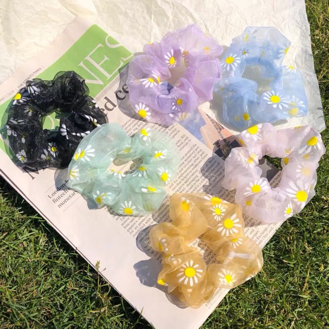 [HCM](HÀNG HOT) Cột (buộc) tóc scrunchies voan lưới cúc họa mi xinh xắn.