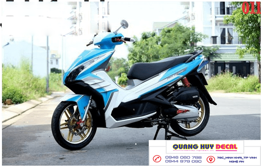 Tem trùm Air Blade trắng xanh ngọc - Độ dán team trùm decal xe máy Air Blade trắng xanh ngọc - Team trùm decal xe máy Air Blade rẻ đẹp và chất