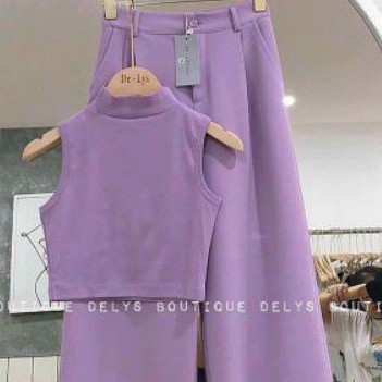 Áo Croptop Ba Lỗ Cổ Lọ