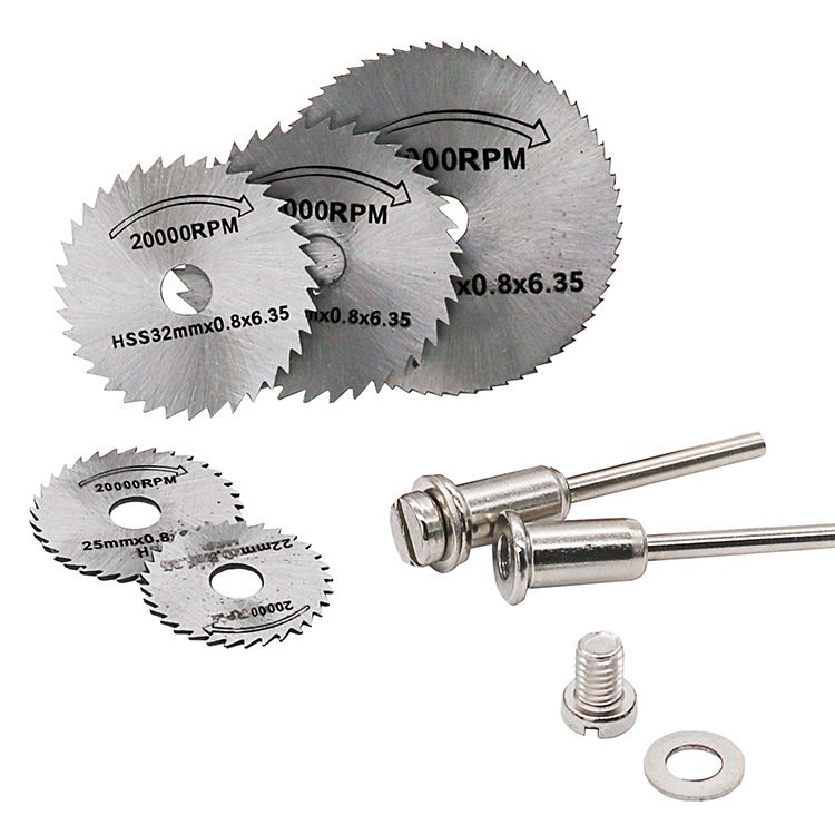 Bộ 5 Lưỡi Cưa Mini - Kèm 2 Trục Lắp Đĩa Cưa