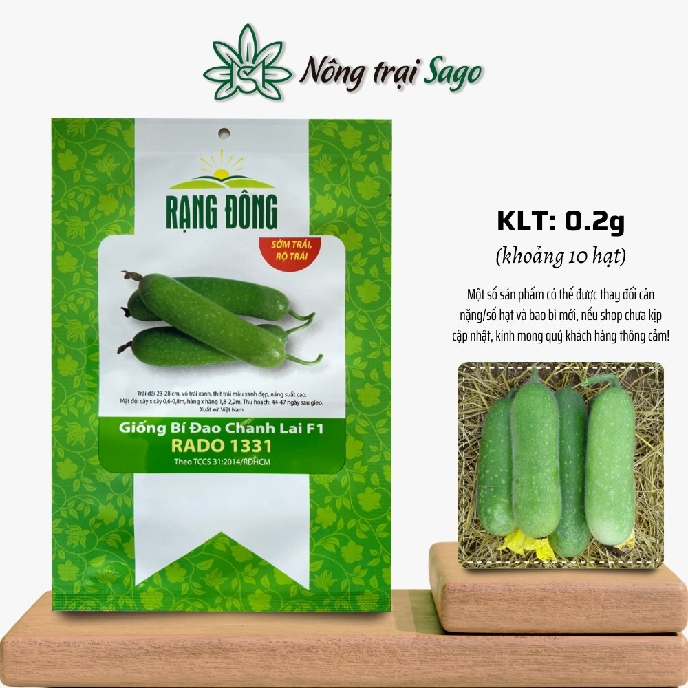 Hạt giống Bí Đao Chanh Lai F1 Rado 1331 (0,2g~10 hạt) dễ chăm sóc, chịu nhiệt tốt, phát triển mạnh, hiệu Hạt giống Rạng Đông - Nông Trại Sago