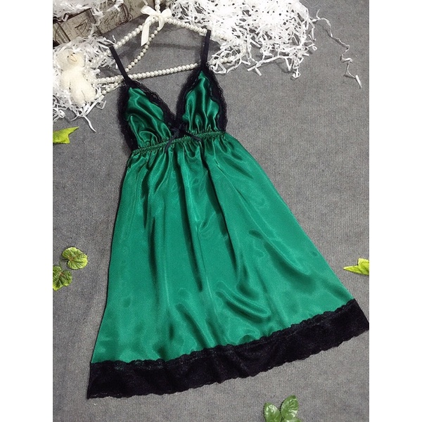 Đầm Ngủ Sexy- Đâm Ngủ Phối Ren Phi Lụa Form 40-55kg( ảnh thật)