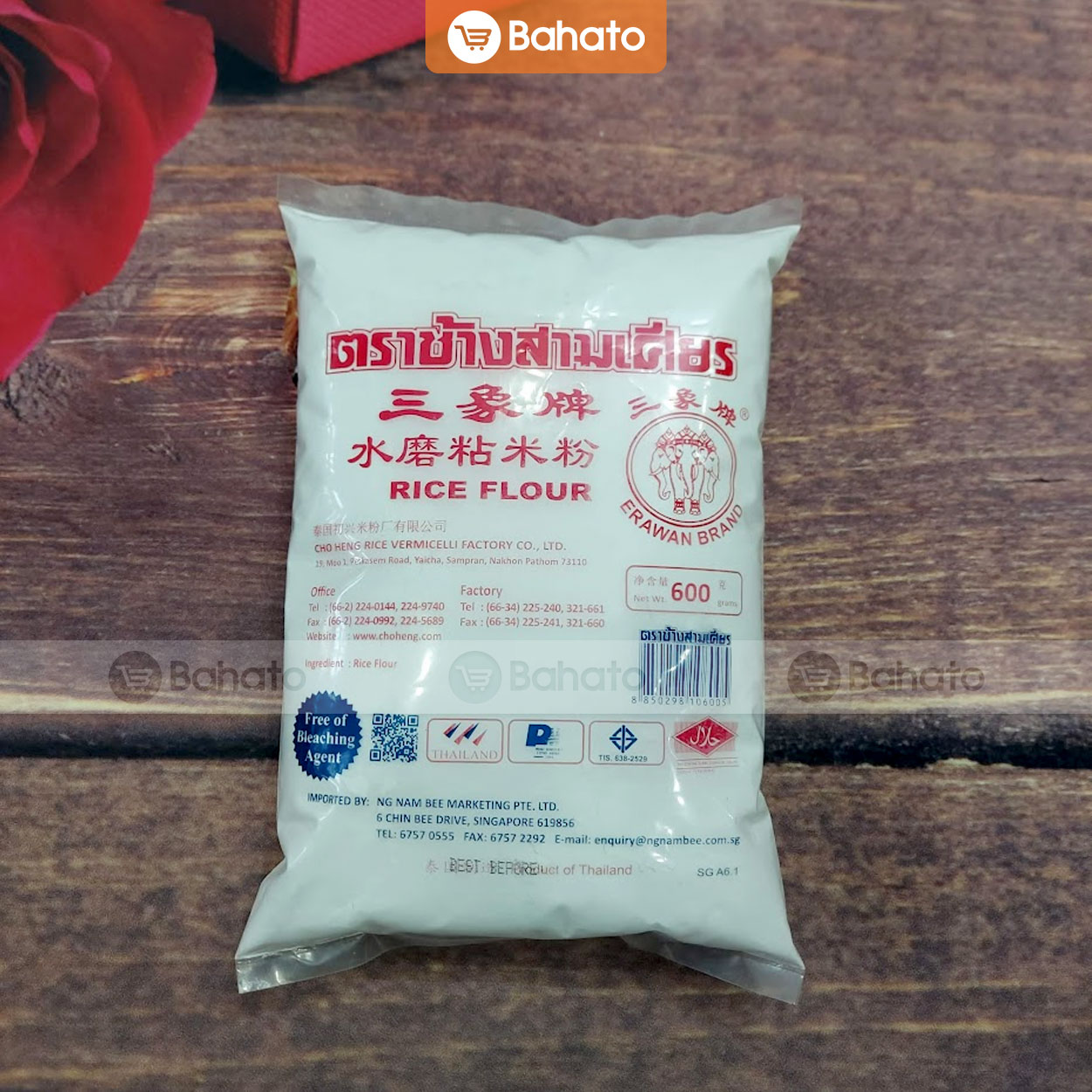 Bột gạo tẻ Thái Lan (Rice Flour) nhãn đỏ gói 600g