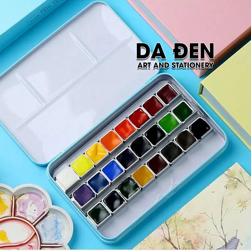 [DA ĐEN] Màu nước OWIN Hộp Sắt 24/36 Màu