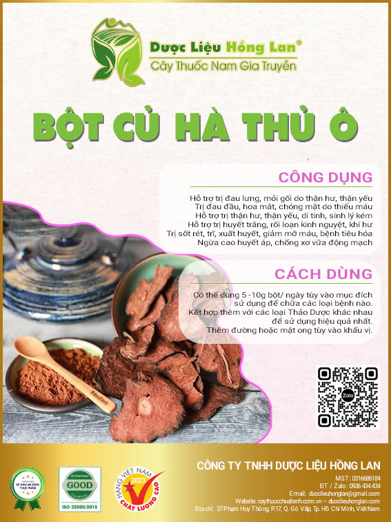 ✅ 500g bột thảo mộc củ hà thủ ô đỏ loại 1 nguyên chất