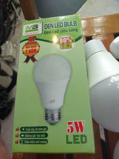 Bóng led 5w trung tính 4000-4500k đui E27 phổ thông