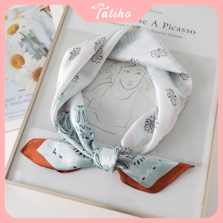 Khăn lụa vuông,khăn turban badana quàng cổ nữ quấn tóc ,túi làm áo yếm lụa cao cấp - mã kl027