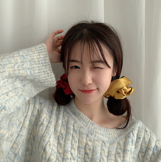 (Chọn 50 mầu - Ảnh thật) Dây buộc tóc lụa bóng Scrunchies xinh xắn HD48