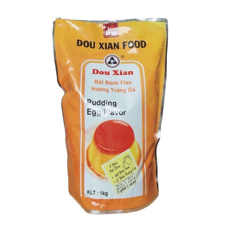Bột Pudding Hàng Huy Douxian TÚI 1KG các vị (Trứng, Socola, Trà Xanh, Khoai Môn, Dưa Lưới, Dâu, Đào)