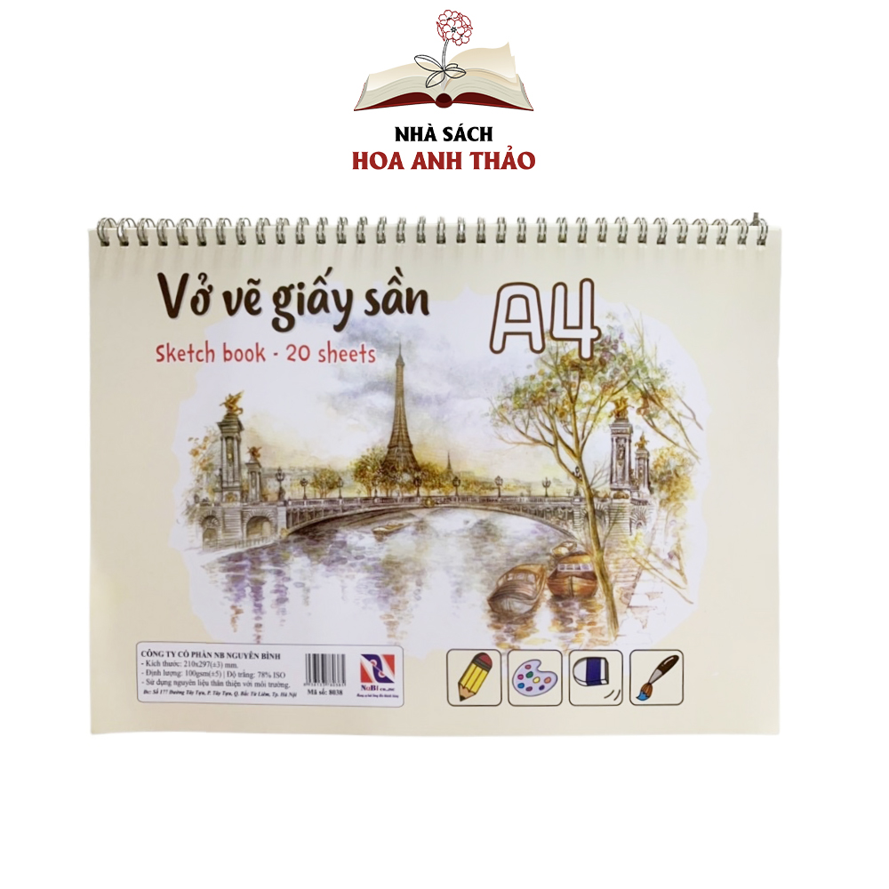 Tập vở vẽ và giấy vẽ sần A3, A4 chuyên dụng màu kem cho học sinh sinh viên