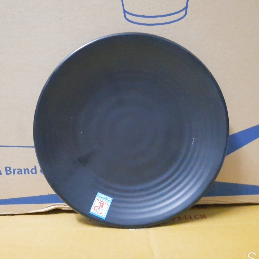 [HCM]Đĩa Nhựa Melamine Đen Nhám 22cm
