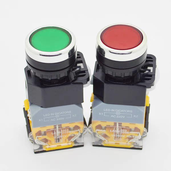 [HCM] Nút nhấn giữ, nút nhấn nhả có đèn 24V, 220V LA38 phi 22