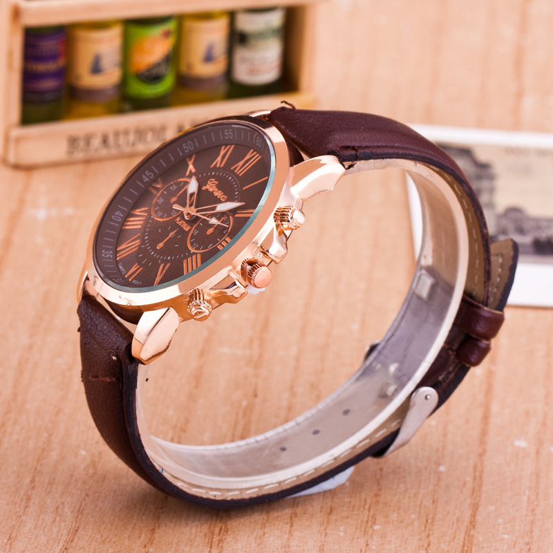 Đồng hồ thời trang nam nữ Geneva G09 kiểu dán hàn quốc dây da mềm đeo êm tay - mixline