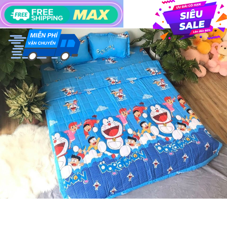 Set  3 Món Ga Gối Và 2 Áo Gối Cotton Poly