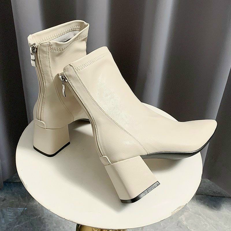 Giày Bốt Nữ Ulzzang cổ cao chất da dáng Hàn Quốc gót 5 phân