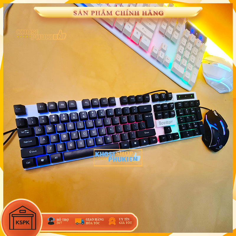 Combo bàn phím và chuột giả cơ Boston 8310 Đèn LED đa màu