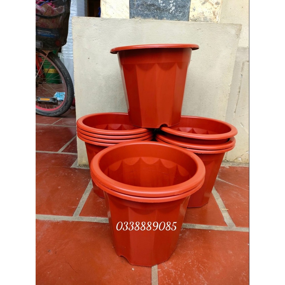 Chậu nhựa trồng cây, chậu ươm cây màu nâu e280, e300, e320, e350- hàng công ty dày đẹp kt 23x20cm.