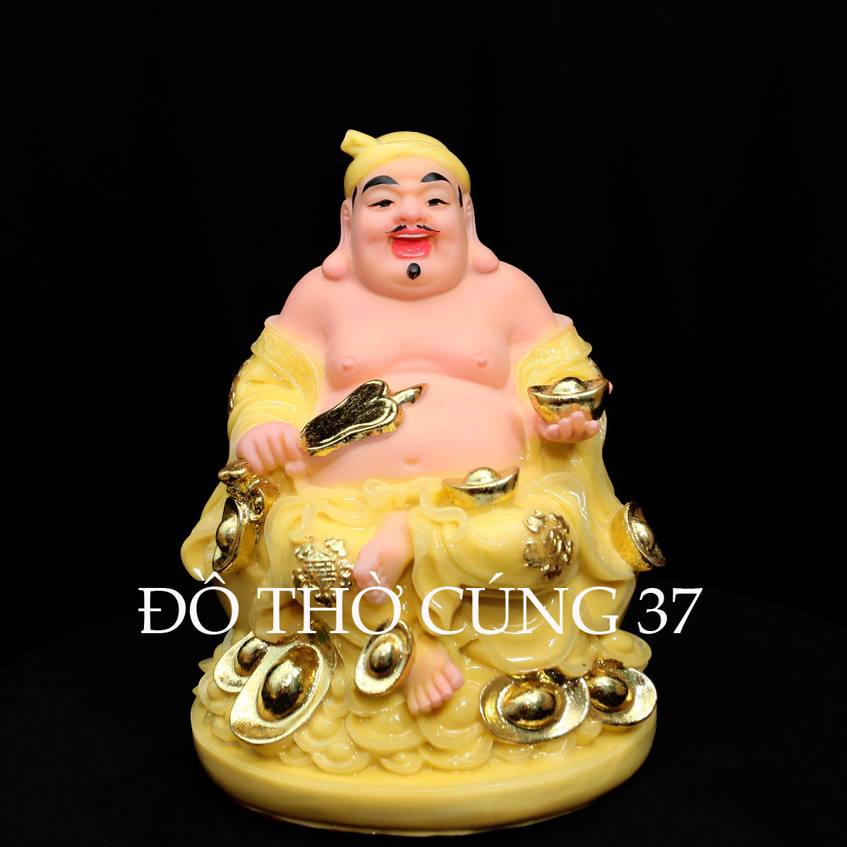 [ Cao 20 cm ] TƯỢNG THẦN TÀI  THỔ ĐỊA  MÀU VÀNG - ĐẾ TRÒN [ BỘT ĐÁ + COMPOSITE ]
