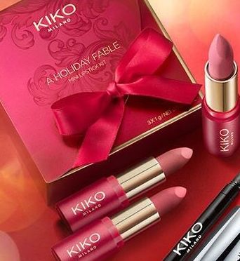 Son kiko - set 3 cây son lì mini siêu mịn CAM ĐÀO - CAM ĐẤT - HỒNG ĐẤT- A Holiday Fable Mini Lipstick Kit - Italy