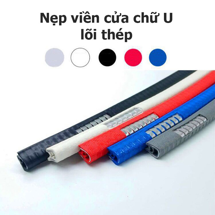 Nẹp viền cửa ô tô chữ U cuộn 5 mét, chất liệu cao su lõi thép, chống ồn, chống va đập
