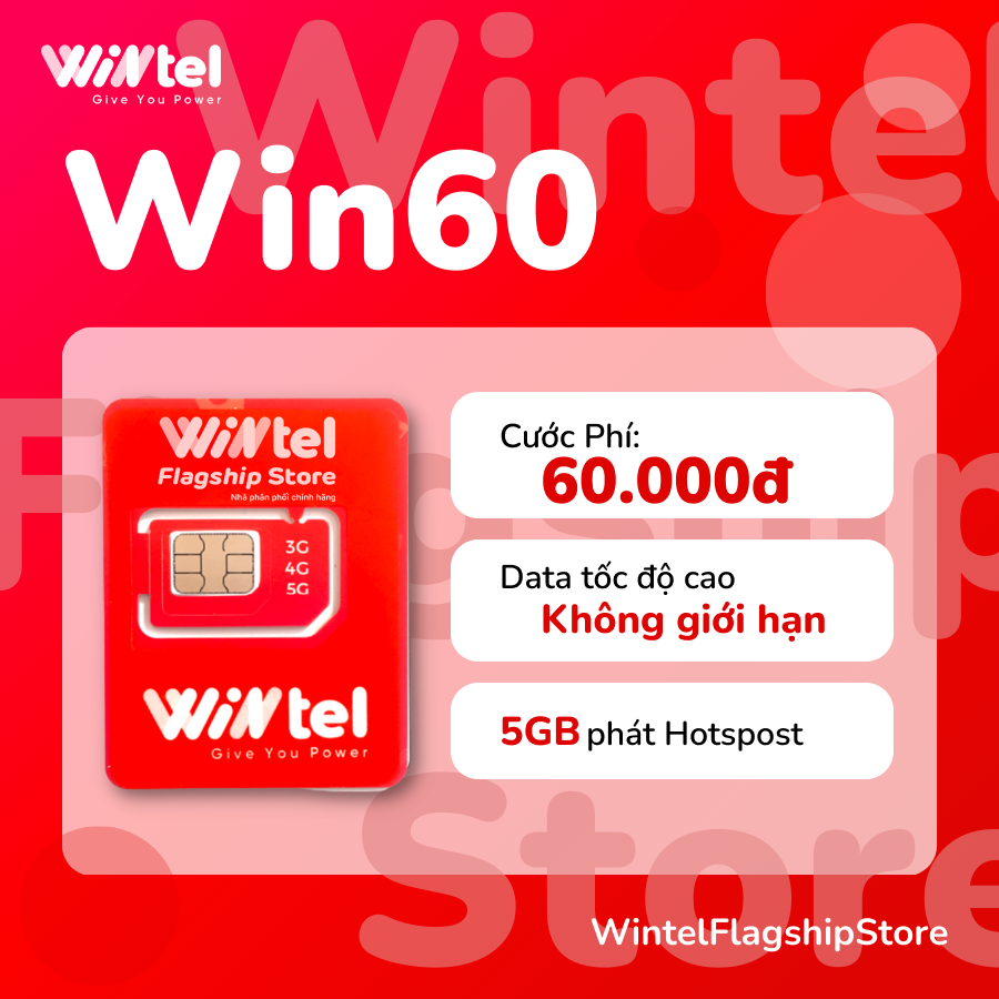 Wintel SIM 4G Wintel Win60 - KHÔNG GIỚI HẠN Data tốc độ cao - MixASale