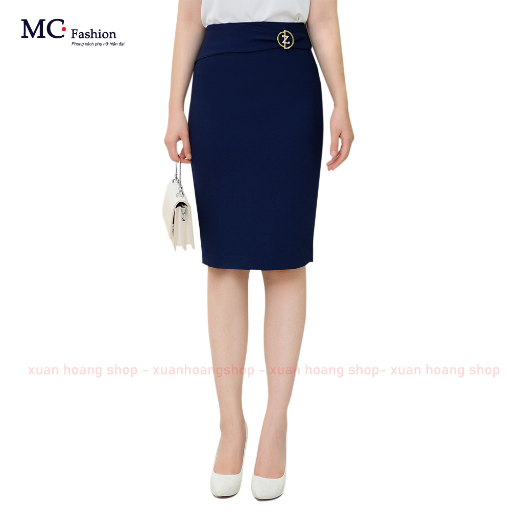 Chân Váy Công Sở Nữ  Mc Fashion Đẹp Dáng Bút Chì Dài Qua Gối Màu Xanh Đen Tím Than Cv0572 Lưng Cao