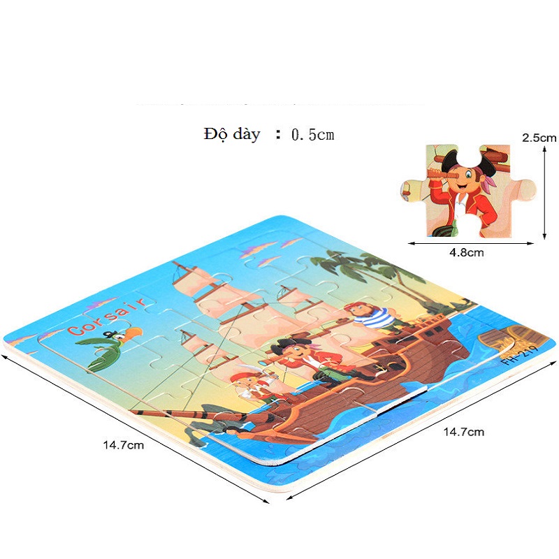 [HCM]Combo 5 Tranh Ghép Gỗ 20 Miếng Cho Bé