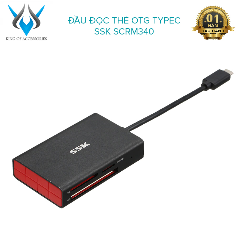 Đầu đọc thẻ nhớ typeC 3.1 SSK SCRM340 - đọc thẻ TF/SD/CF (Đen) - Nhất Tín Computer