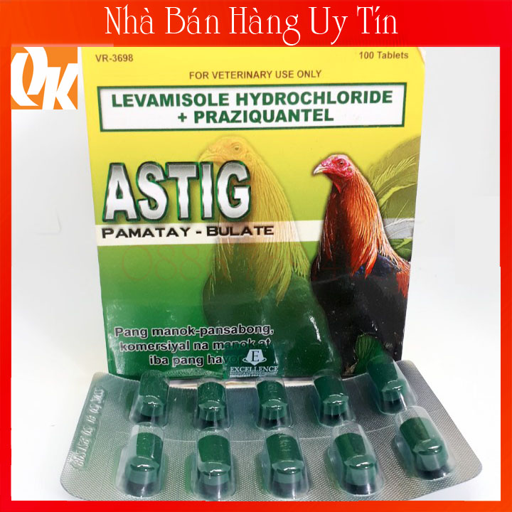 Astig hộp 10 vĩ -xỗ giun cho gà đá nhập khẩu philipines