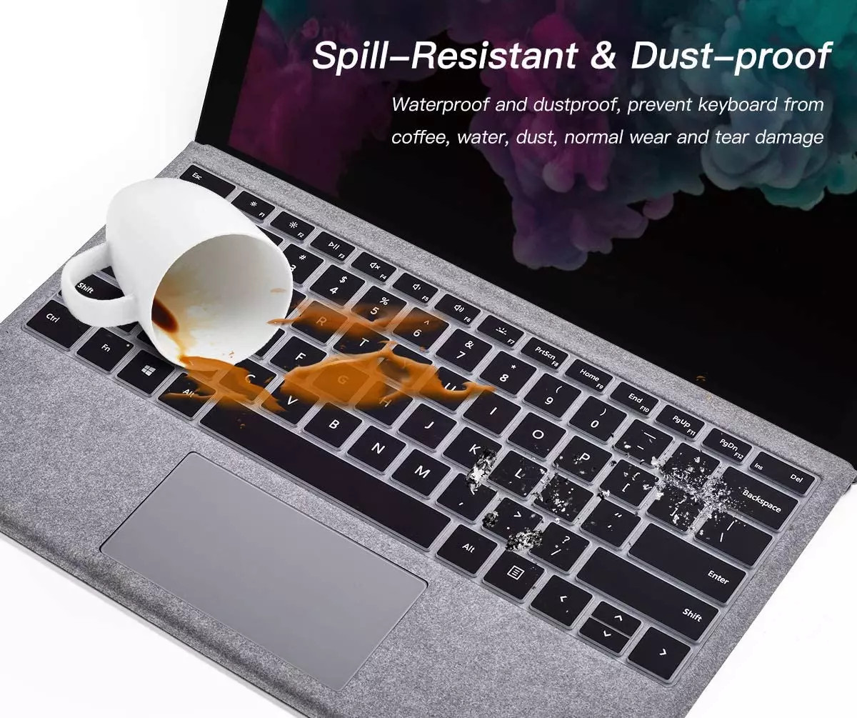 Phủ bàn Phím Silicon Cho Surface Pro 4, 5, 6, 7, 7+, 8, 9, X màu đen